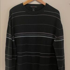 Pierre Cardin Black Sweater with Gray and Plum Stripes